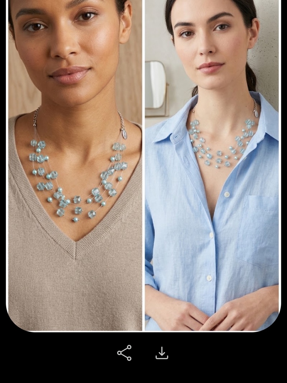 LOFT Light Blue Beaded Cluster Necklace